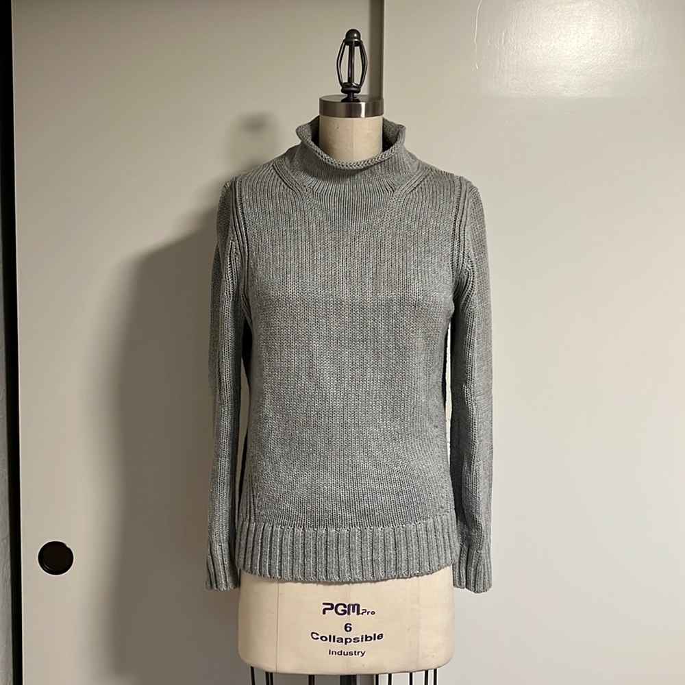 J. Crew light grey cotton mock neck sweater